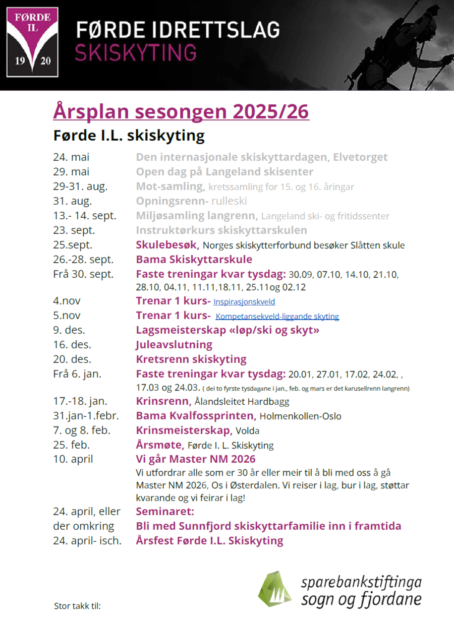 Årsplan sesongen 2025/2026